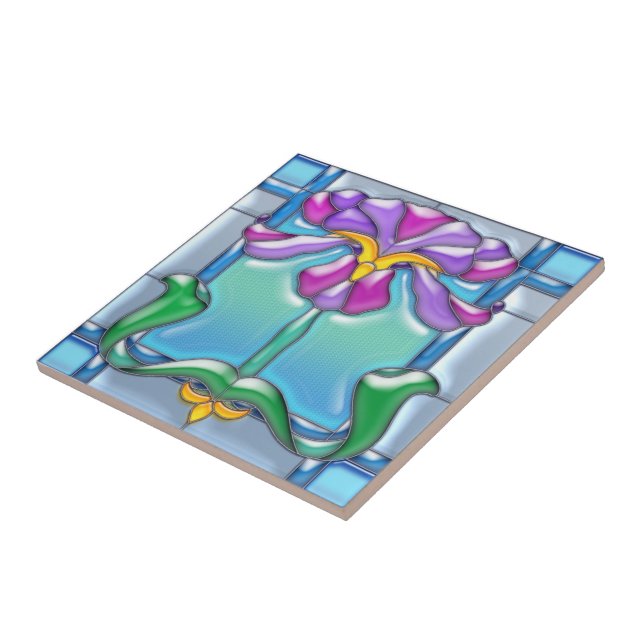 Art nouveauIrismålat glass Kakelplatta (Sidan)