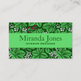 Art nouveaujordgubbar och löv, smaragdgrönt visitkort