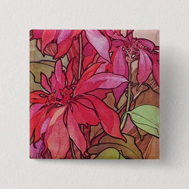 Art nouveaujulstjärnajulen knäppas klämmer fast knapp (Framsida)