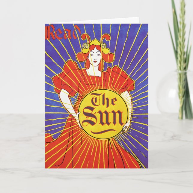 Art nouveaukort eller inbjudan: Solen Inbjudan (Framsida)