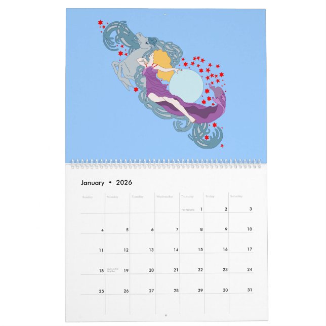 Art nouveaukvinnor kalender (Jan 2026)