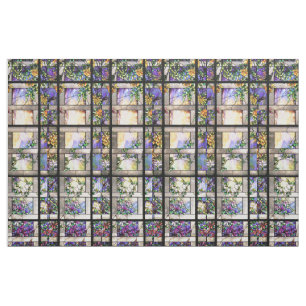 Art nouveaumålat glass blommar tyg