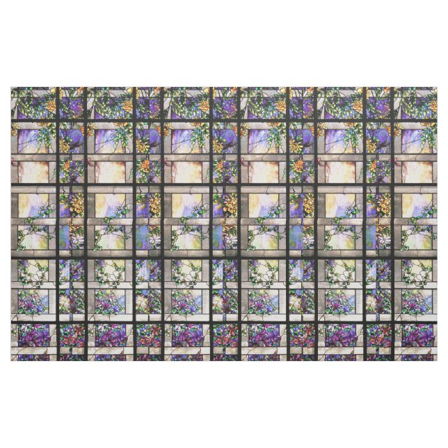 Art nouveaumålat glass blommar tyg (Yard)
