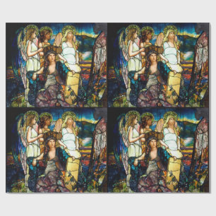 Art nouveaumålat glass presentpapper