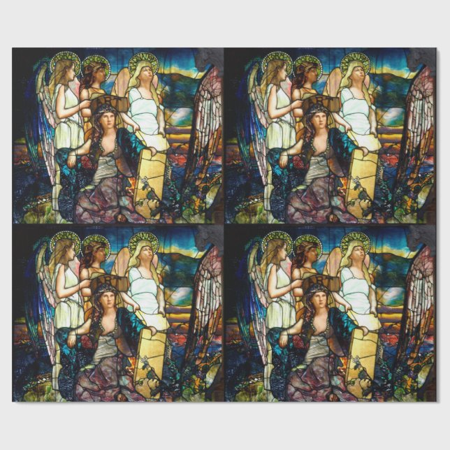 Art nouveaumålat glass presentpapper (Platt)