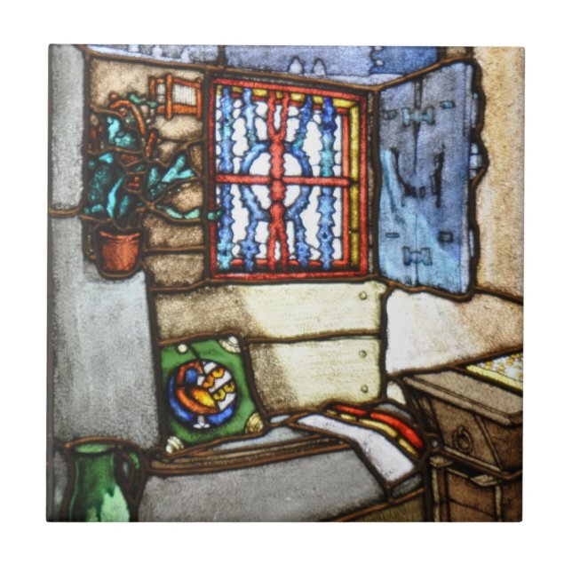 Art nouveaumålat glass Windows - belägga med tegel Kakelplatta (Framsidan)