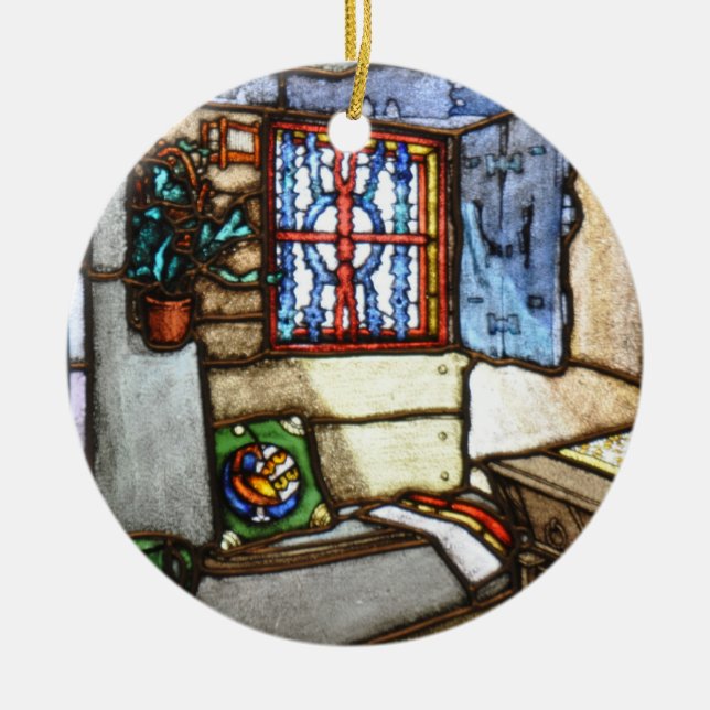 Art nouveaumålat glass Windows Julgransprydnad Keramik (Framsidan)