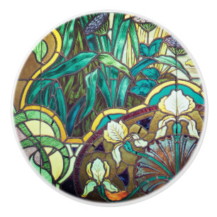 Art nouveaumålat glassblommigt knopp