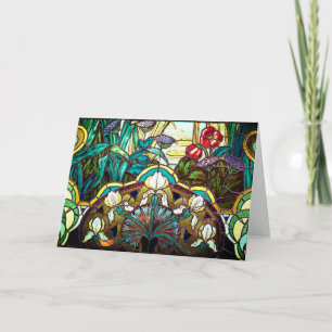 Art nouveaumålat glassblommigt kort