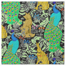 Art nouveaupåfågeltryck, turkos & neutralter