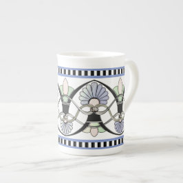 Art nouveaupastellsnäckor, liljar & svartrandar benporslin mugg