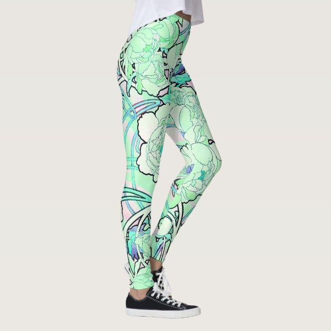 Art nouveaupionen blommar All över tryckdamasker Leggings (Höger)