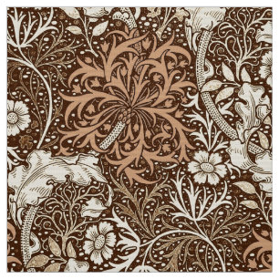 Art nouveausjögräsblommigt, brunt och beige tyg