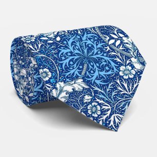 Art nouveausjögräsblommigt, koboltblått och vit slips