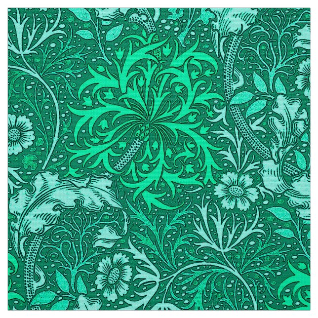 Art nouveausjögräsblommigt, turkos och Aqua Tyg (Provkarta)