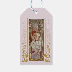 Art Noveau Alphonse Mucha Night's Rest Presentetikett