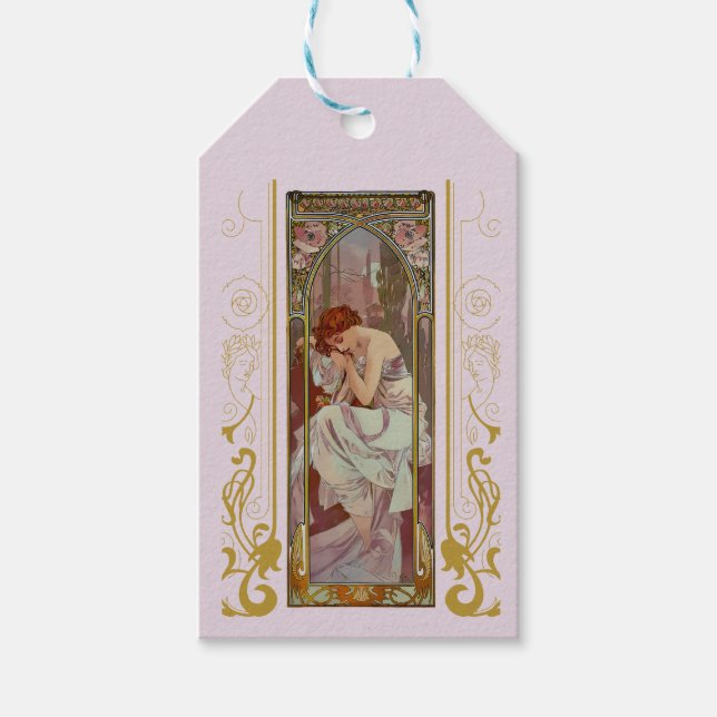 Art Noveau Alphonse Mucha Night's Rest Presentetikett (Framsidan)