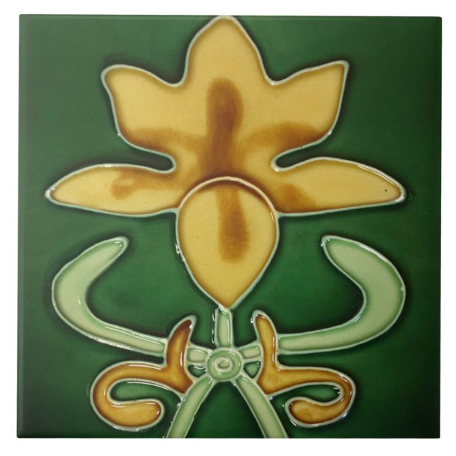 Art Noveau Ceramic wall Fireplace tile Kakelplatta (Framsidan)