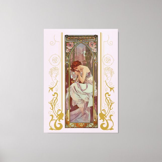 Art Noveau Night's Rest av Alphonse Mucha Canvastryck (Framsida)