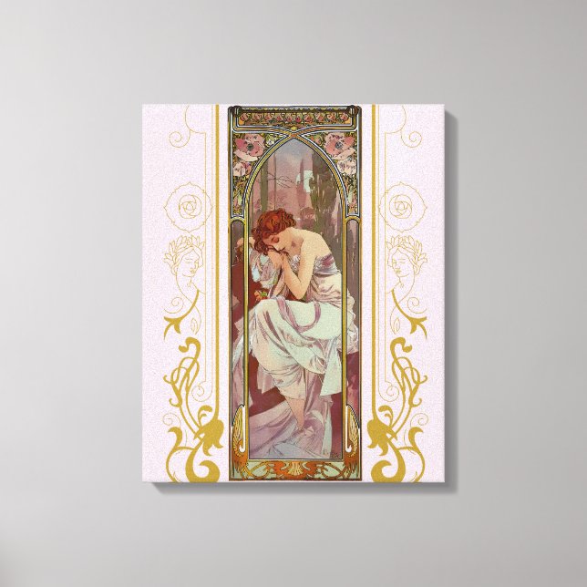Art Noveau Night's Rest av Alphonse Mucha Canvastryck (Framsida)