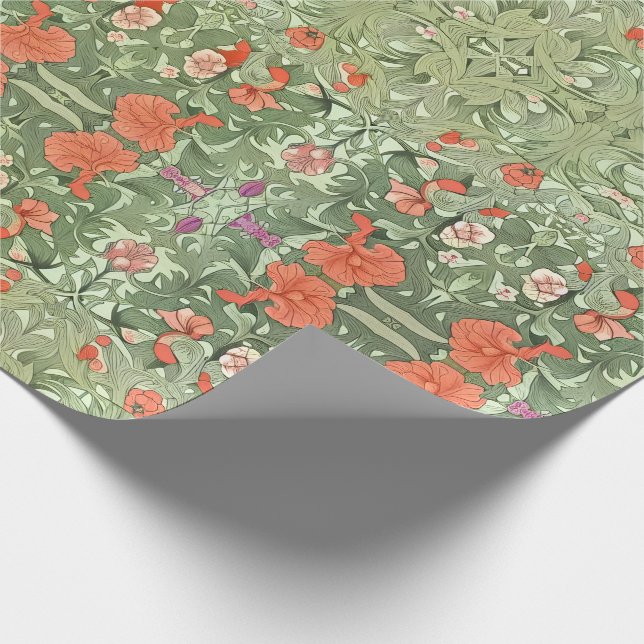 Art Noveau Victorian blomsterinspirerad mönster Presentpapper (Hörn)