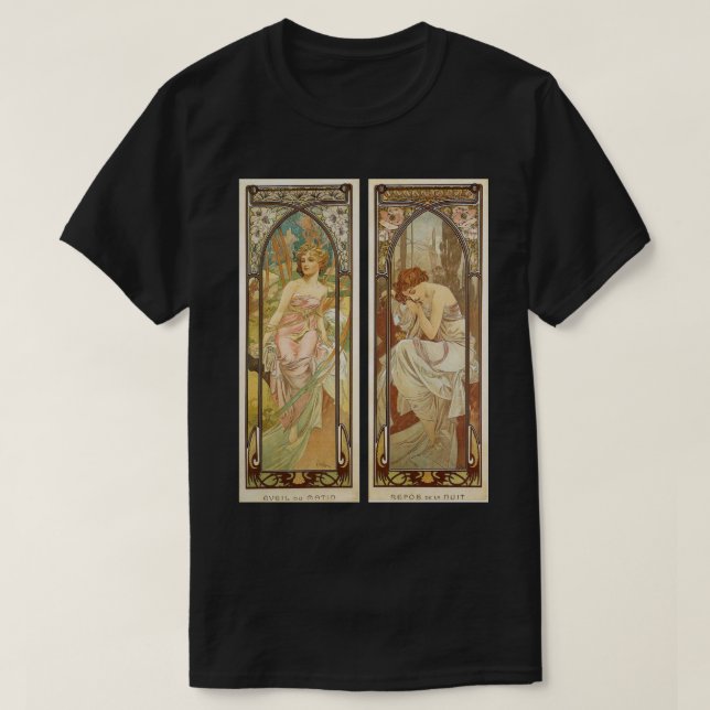 Art Nuevo Women MorgAwakening Alphonse Mucha T Shirt (Design framsida)
