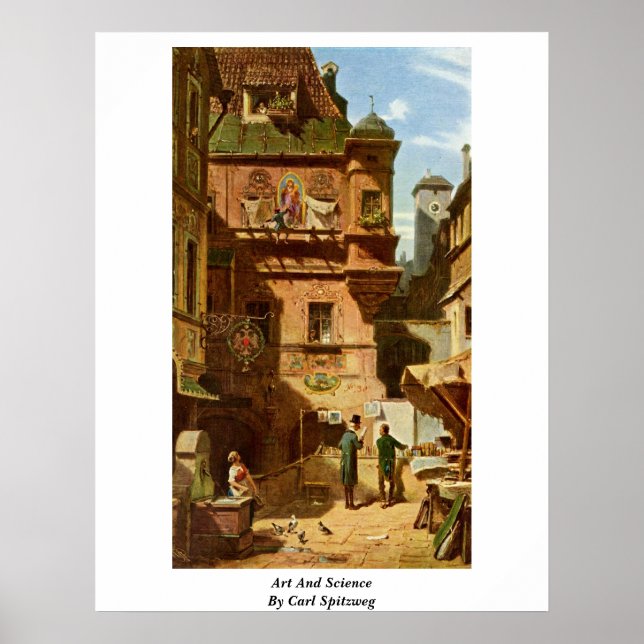 Art och vetenskap av Carl Spitzweg Poster (Framsidan)