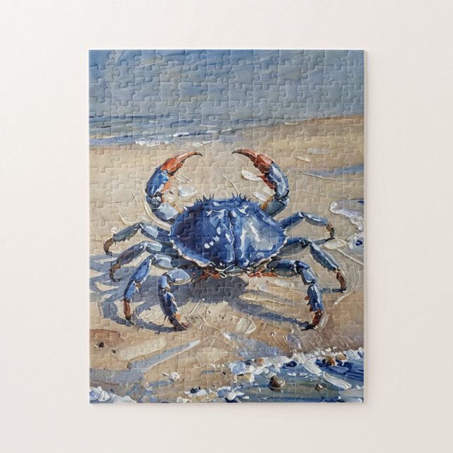Art Oil Print of a Blue Crab Pussel (Vertikal)