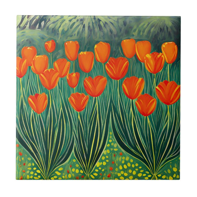 Art Orange Tulips Kakelplatta (Framsidan)