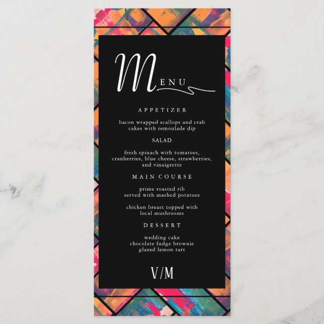 Art Paint Colorful Modern Abstrakt Bröllop Meny (Framsida)