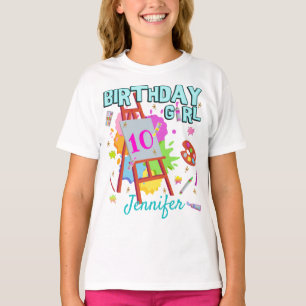 Art Paint Painting Splatter Birthday Girl Matching T Shirt