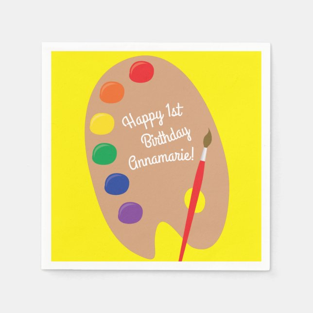 Art Paint Palette Cute 1:a födelsedagen Party Pappersservett (Framsidan)