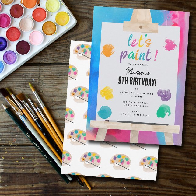 Art Painting Craft Artist Paint Birthday Tema Inbjudningar (Art Painting Craft Artist Paint Birthday Theme Invitation)