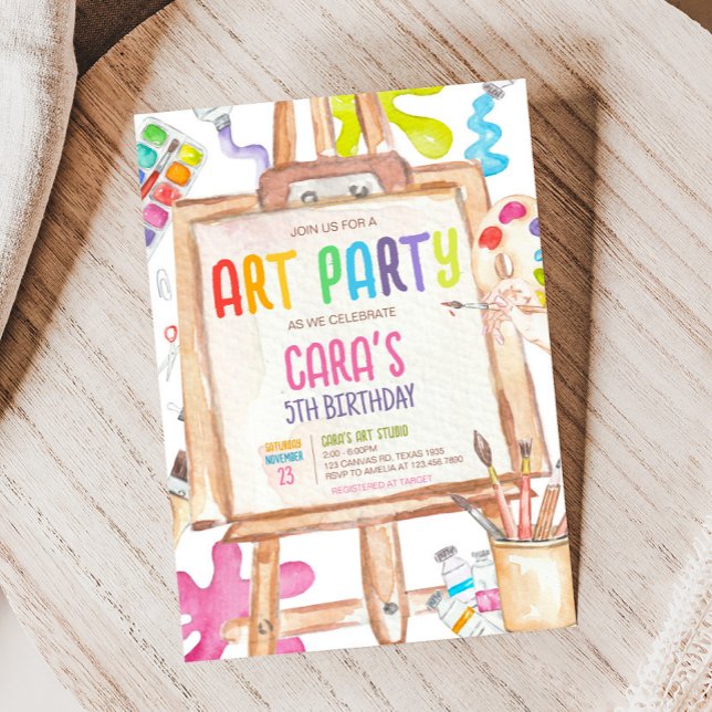 Art Painting Födelsedagsfest inbjudan (Painting Birthday Party Invitation)