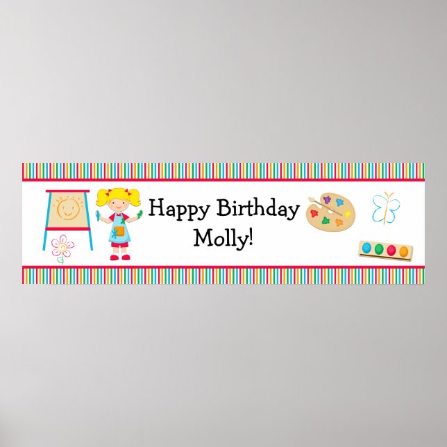 Art Painting Party Birthday Banner 40x12 Poster (Framsidan)