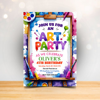 Art Painting Party Birthday Invitation Inbjudningar