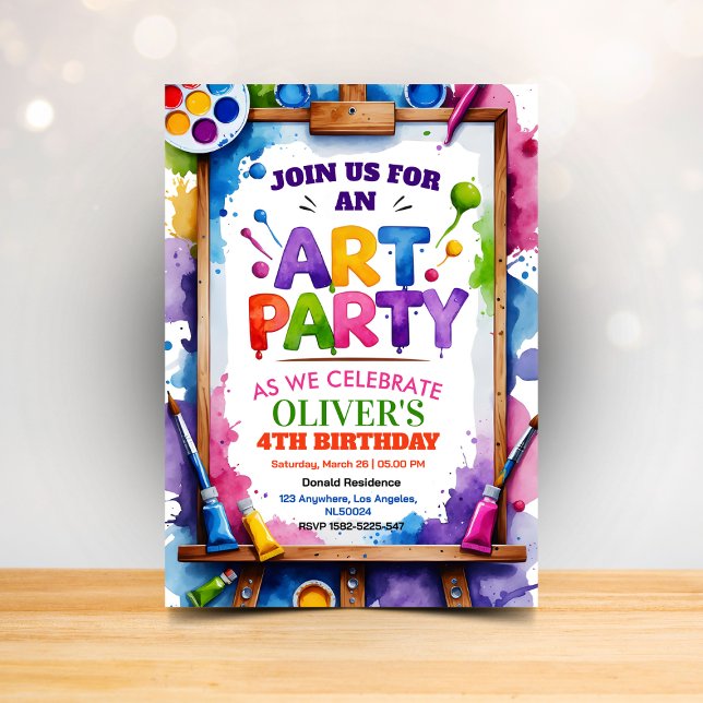 Art Painting Party Birthday Invitation Inbjudningar (Skapare uppladdad)