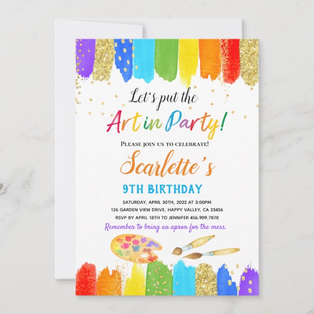 Art Painting Party Kid Birthday-inbjudan Inbjudningar (Framsida)