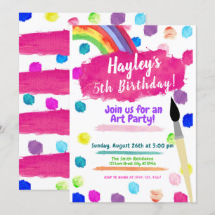 Art Painting Party Watercolor Birthday-inbjudan Inbjudningar
