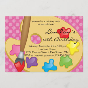 Art Painting Rosa Birthday-inbjudningar Inbjudningar