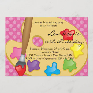 Art Painting Rosa Birthday-inbjudningar Inbjudningar