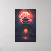 Art Painting Yin och Yang Bridge och Temple