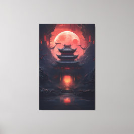 Art Painting Yin och Yang Bridge och Temple Canvastryck