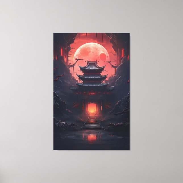 Art Painting Yin och Yang Bridge och Temple Canvastryck (Framsida)