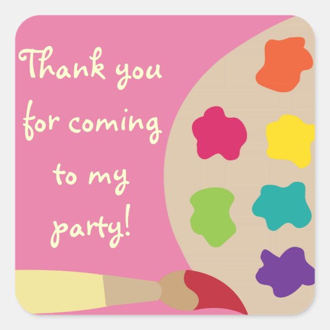 Art Palette Stickers - Rosa Fyrkantigt Klistermärke (Framsida)