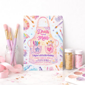 Art Party Birthday Dress for a Mess Inbjudningar