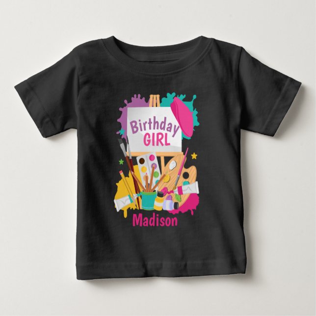 Art Party Birthday-skjorta Målande födelsedag T Shirt (Framsida)