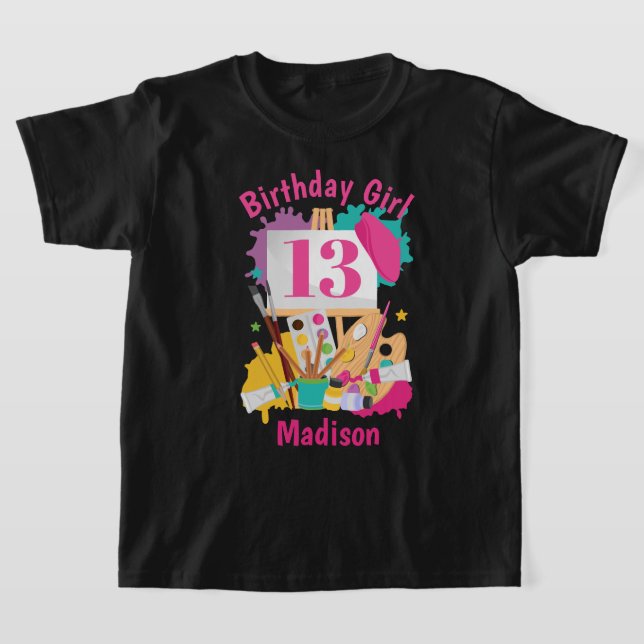 Art Party Birthday-skjorta Målande födelsedag T Shirt (Laydown)