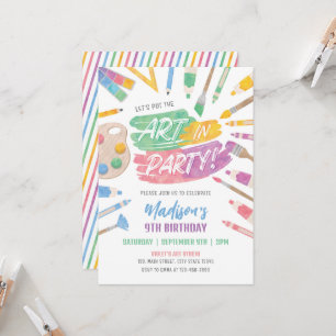 Art Party: Bjuda in på födelsedagen, konstmålning Inbjudningar