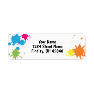 Art Party Colorful Paint Birthday Adress Returadress Etikett